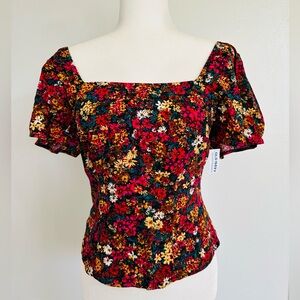 NWT Old Navy Women's Floral Crop Top Blouse - Red and Yellow - Medium